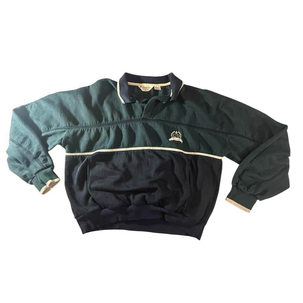 Vintage Christian Dior Monsieur Colorblock Collared Pullover Sweatshirt XL